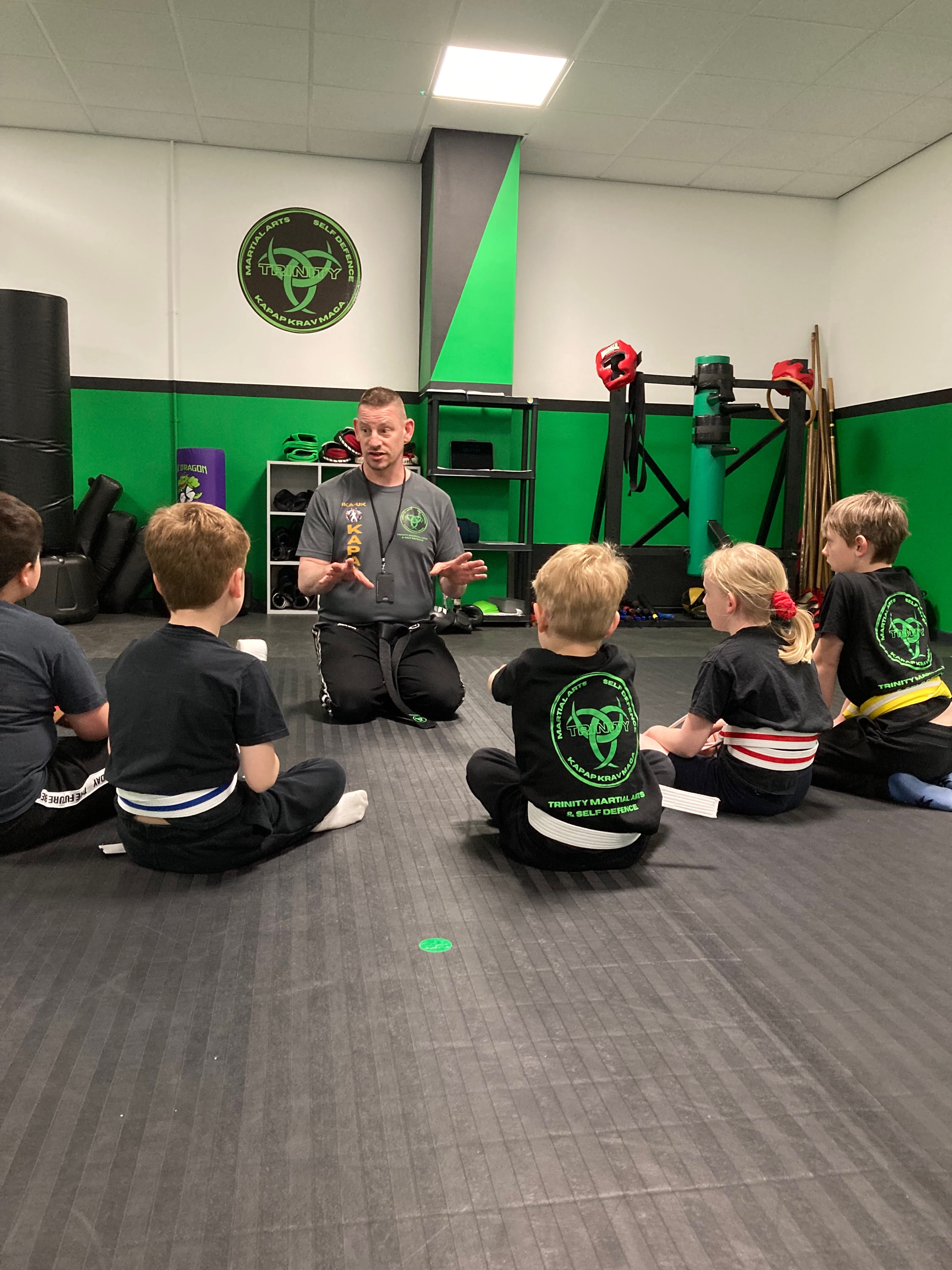 Child aged 5 to 7 in a beginner martial arts class in Dawley, Telford
