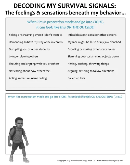 Mockup of the Decoding My Survival Signals PDF pages on a clipboard and tablet
