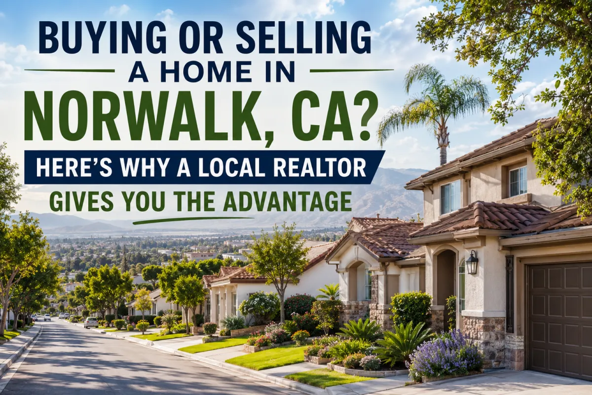 Beautiful residential neighborhood with single-family homes in Norwalk, California