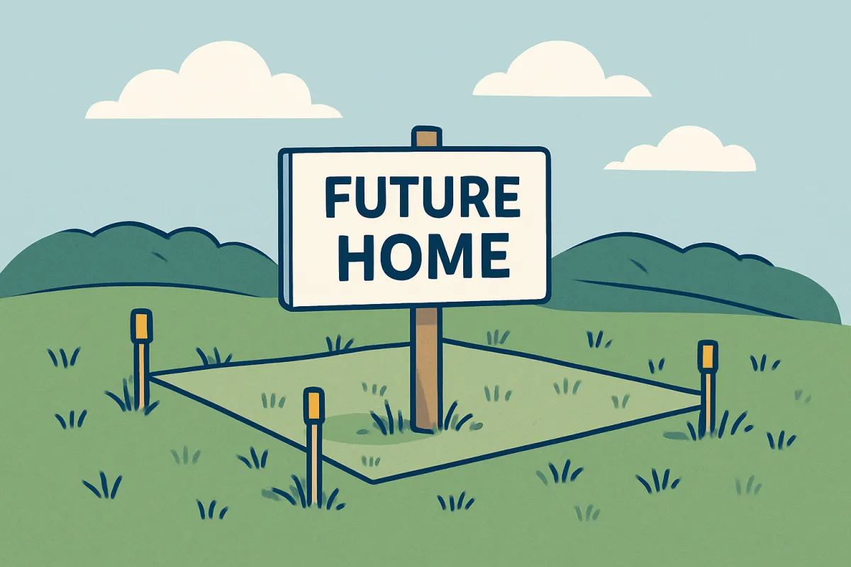 Future home sign on parcel of land illustration