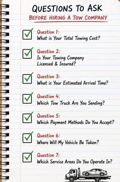 ask these question before hiring a tow service