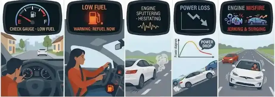 signs your vehicle running out of gas