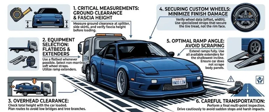 Do's for towing a low-profile vehicle