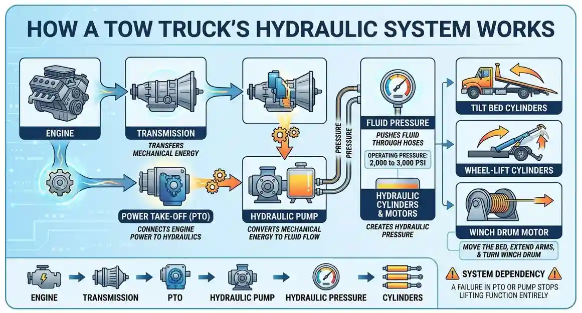 tow truck hydraulic works