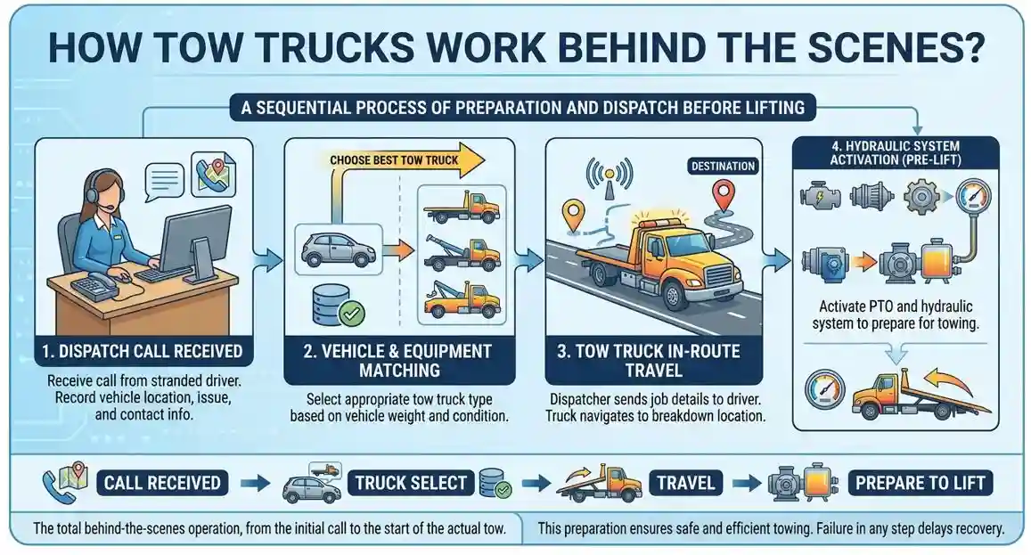 tow truck operation behind scenes