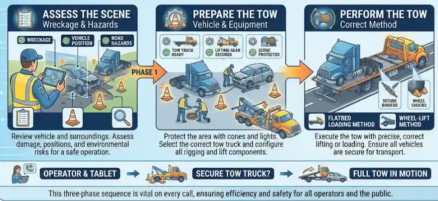 tow truck on-scene process