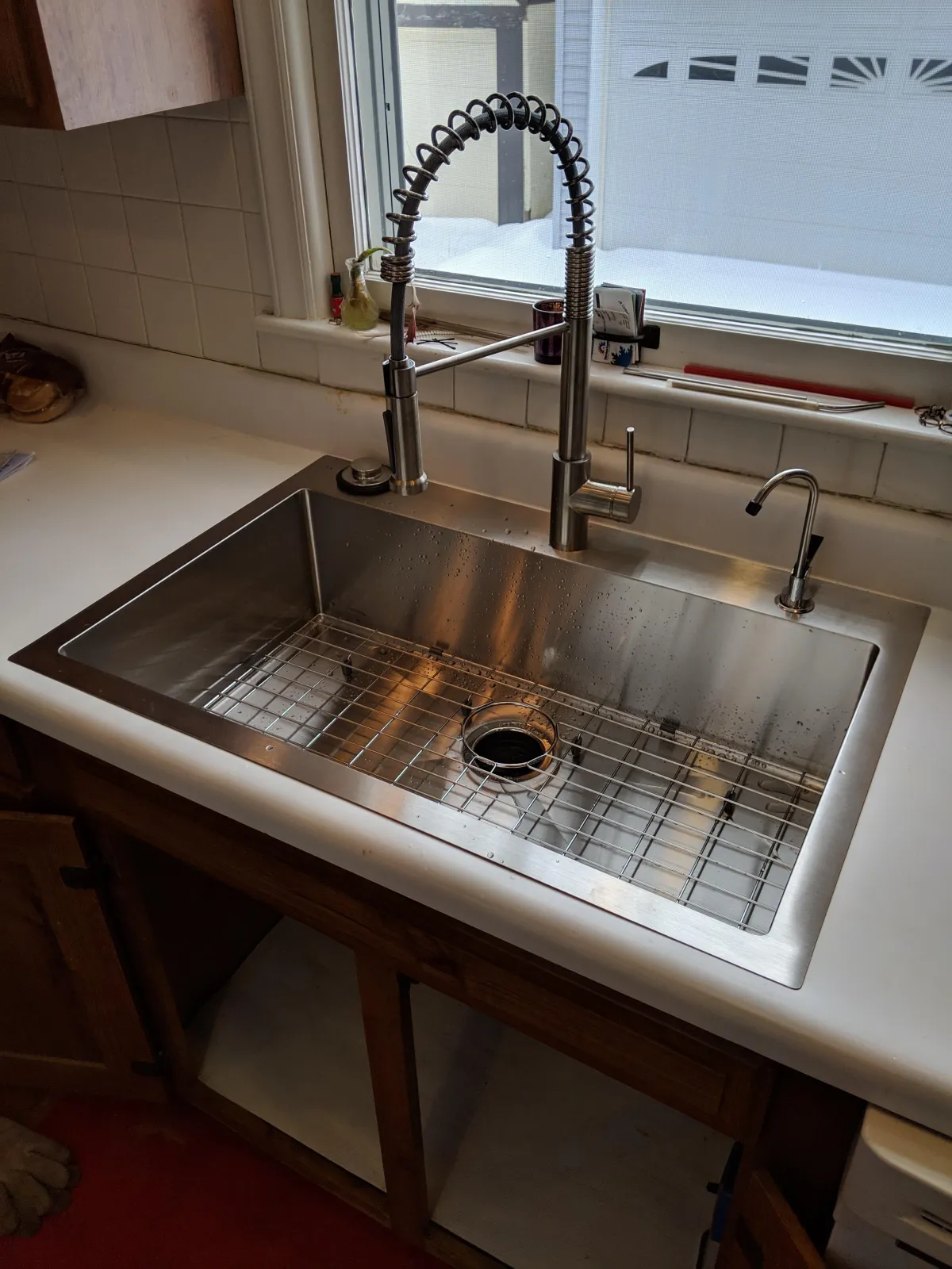 Residential sink remodeling completed by a Fountain City Plumbing technician..