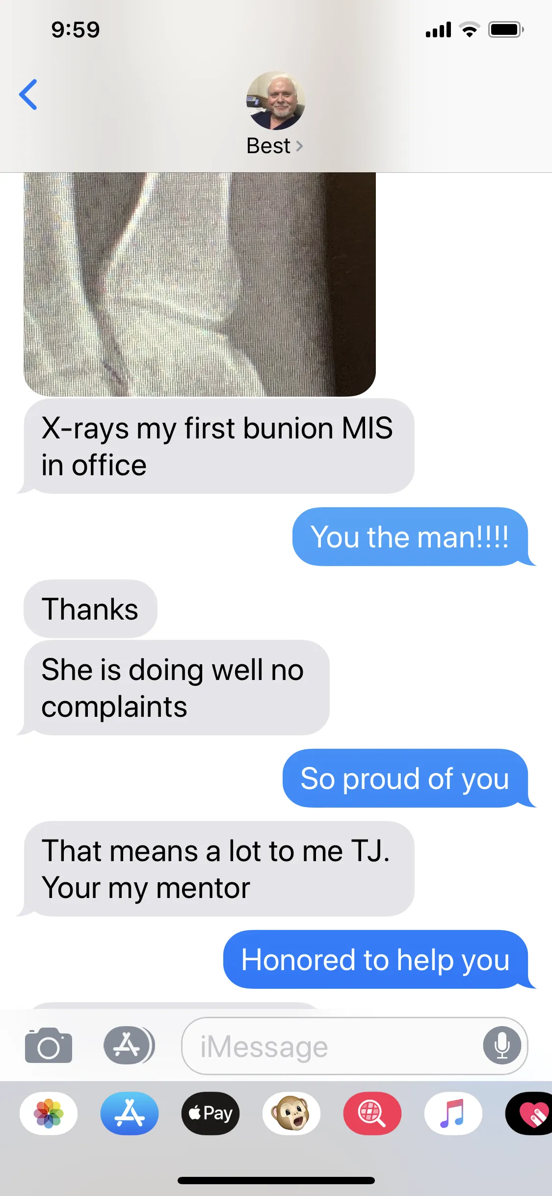 Client testimonial message