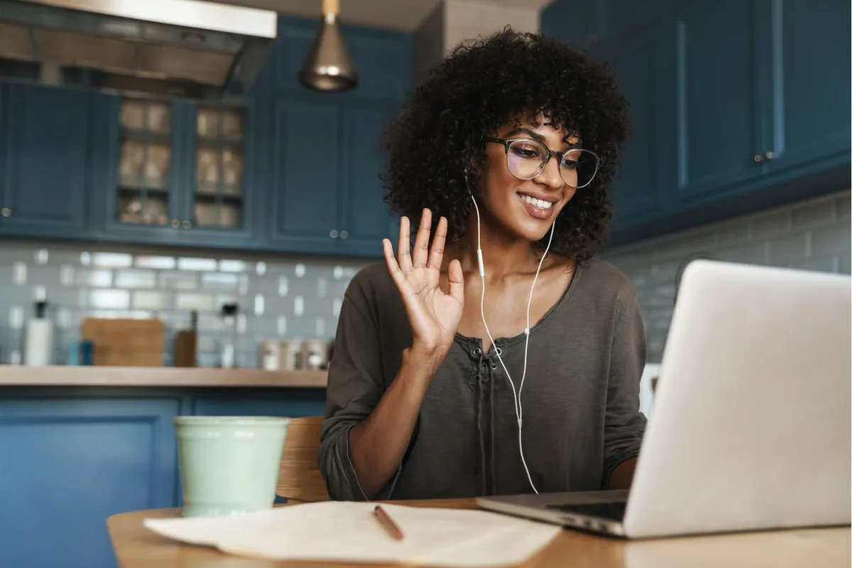 woman on a zoom call with one of HandShake Marketing Group's virtual assistants