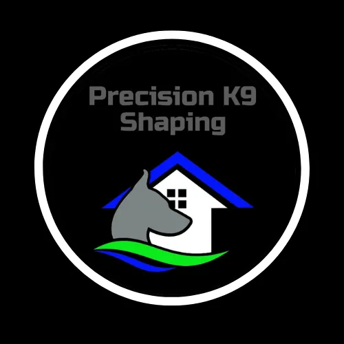 Precision K9 Shaping logo with a stylized dog head inside a house icon