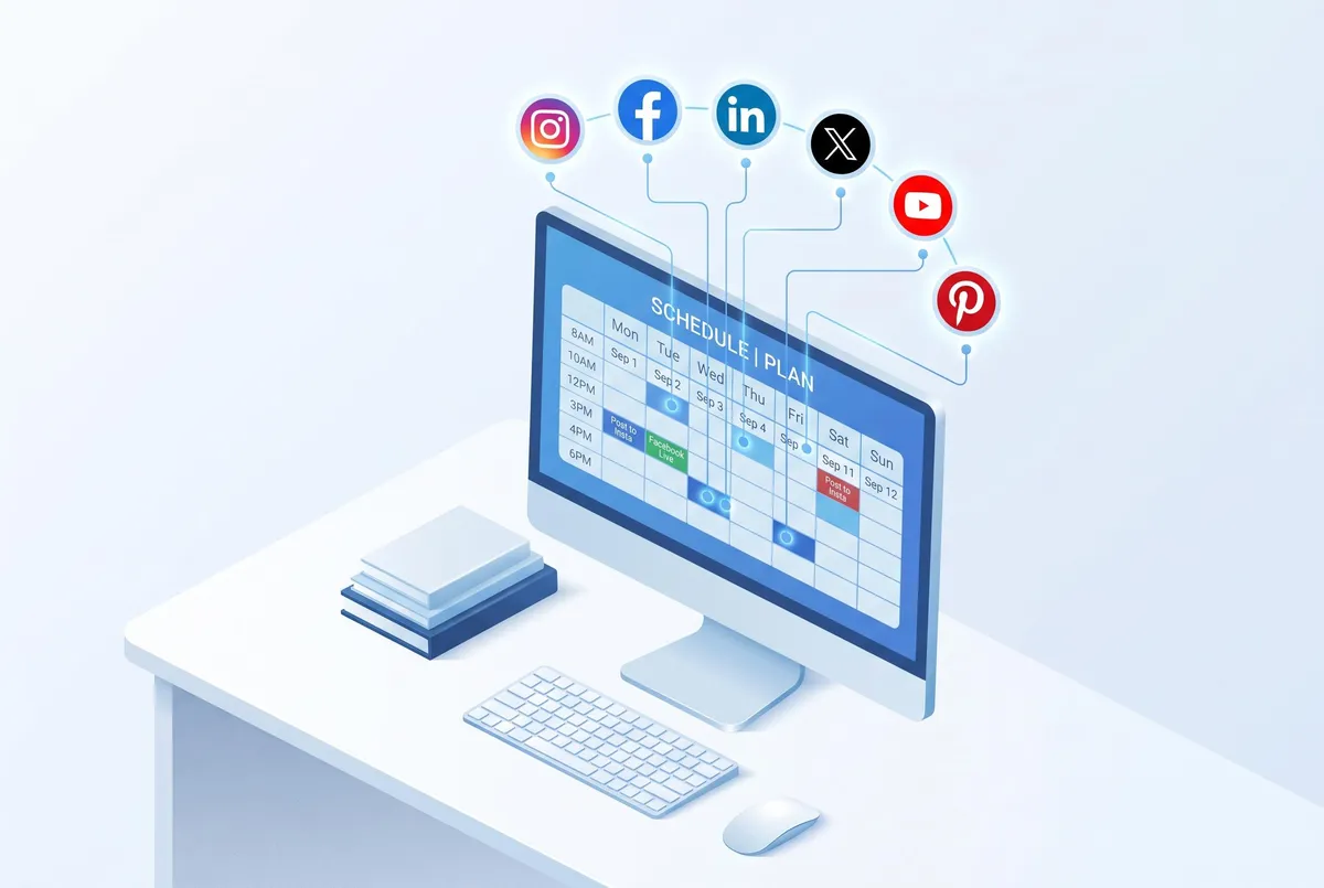 Social media planner showing a scheduled content calendar.