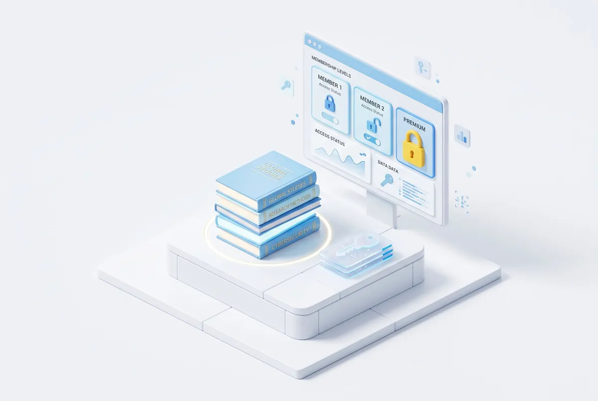 Concept of online courses and membership access.