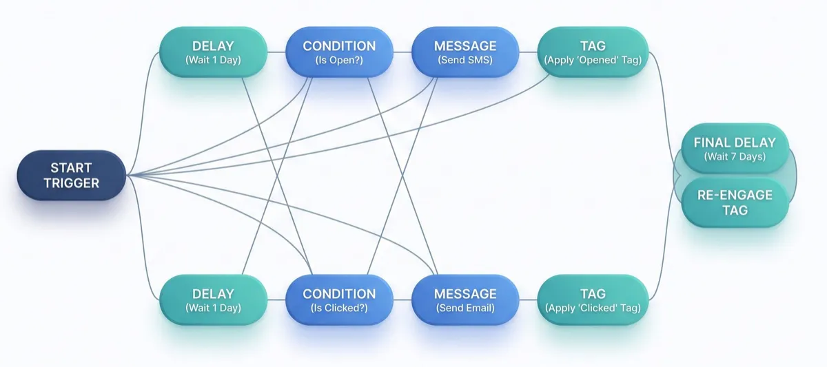Flowchart representing automated business workflows.