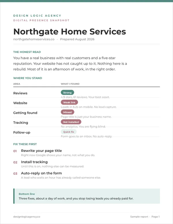Sample audit report page