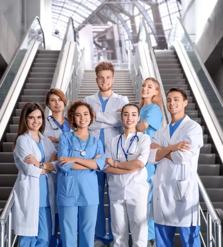 Group of male and female nurses