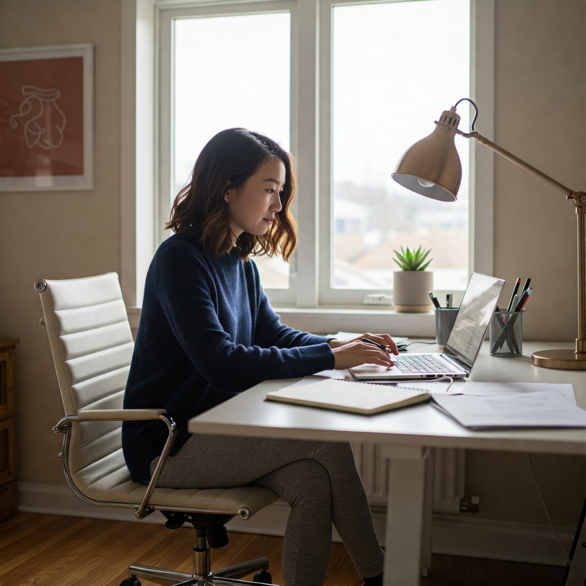 Girl Working On Laptop