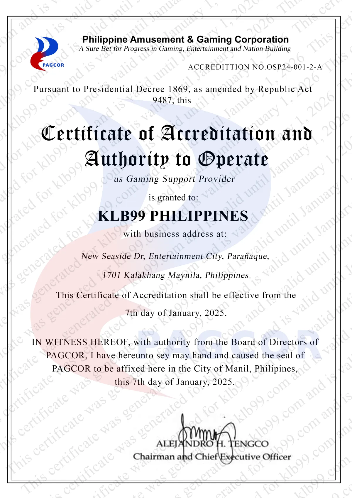 KLB99 certified