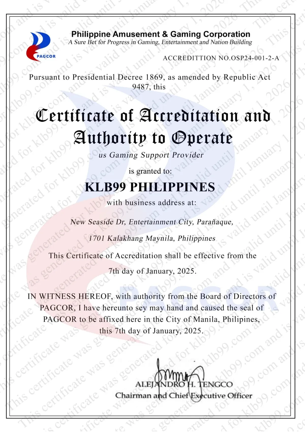 KLB99 certified