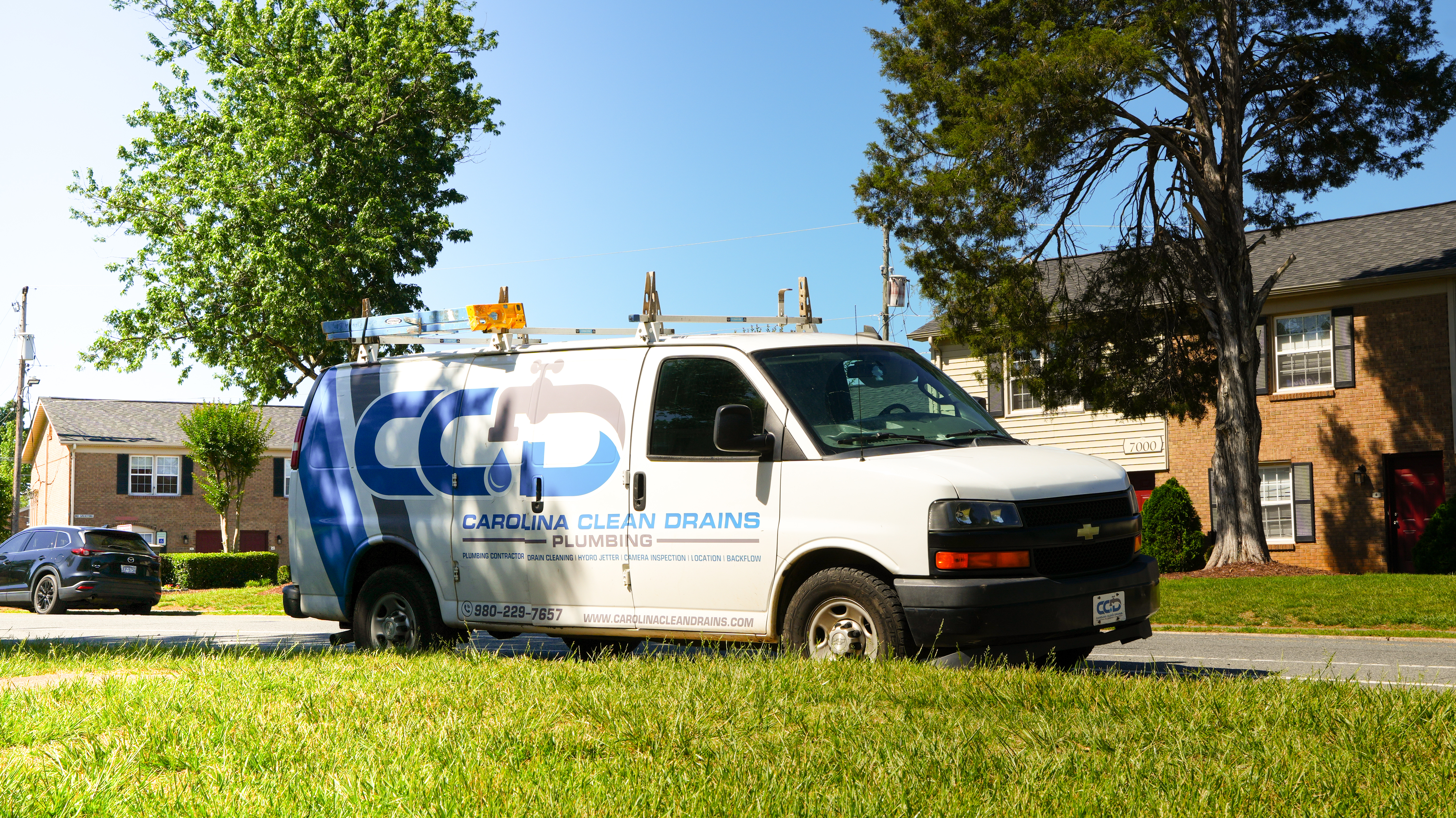 Carolina Clean Drains company service van providing plumbing services throughout the Charlotte NC area