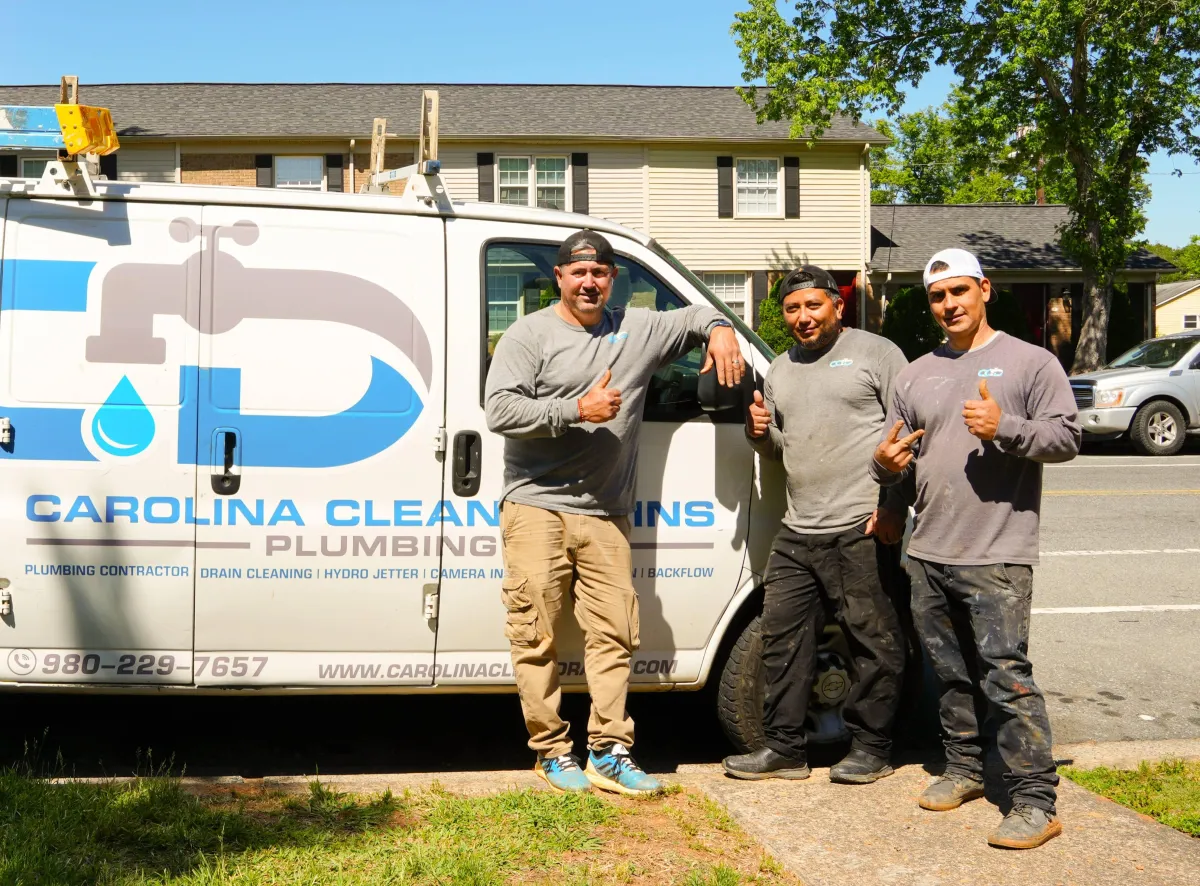 Carolina Clean Drains crew at residential and commercial plumbing service project in Charlotte NC