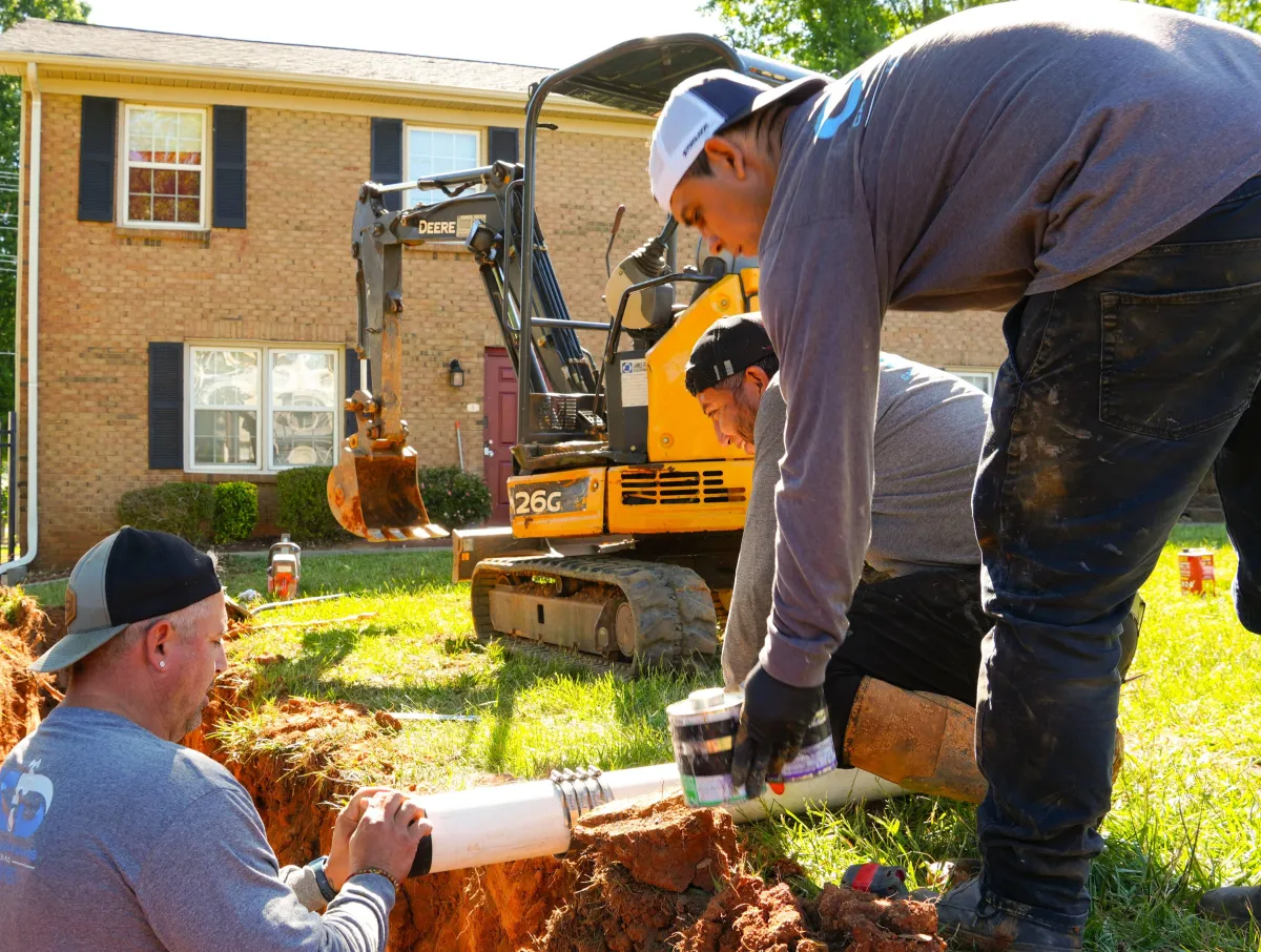 Carolina Clean Drains crew working together on plumbing repair project in Kannapolis NC