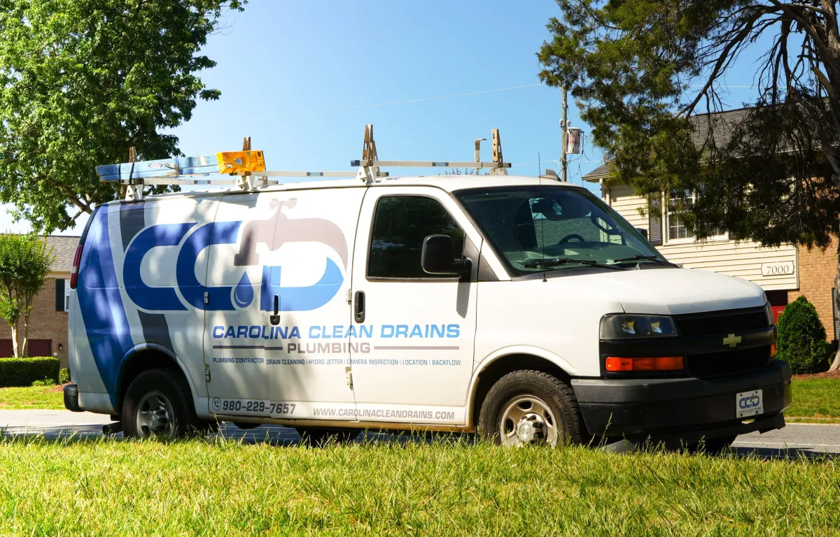 Carolina Clean Drains company service van at plumbing project in Kannapolis NC