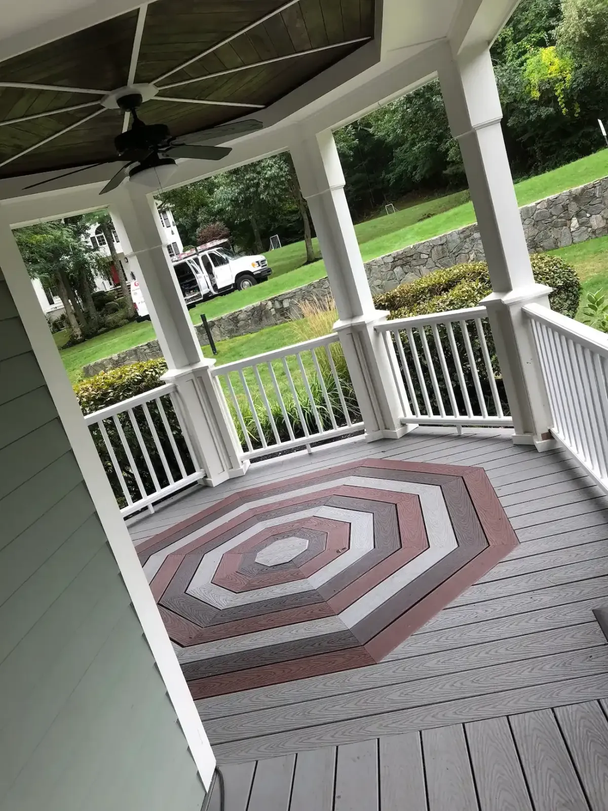 Custom deck construction for a residential home in Beverly, MA.