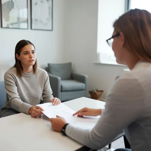 Chiropractor in Lancaster, PA reviewing Lyme disease treatment plan with patient in a modern clinic setting