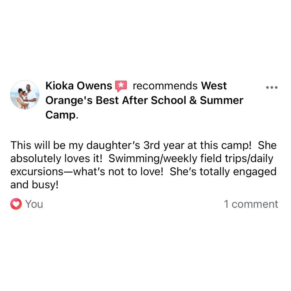 5 Star Review For The Best Summer Camp and After School Program in West Orange