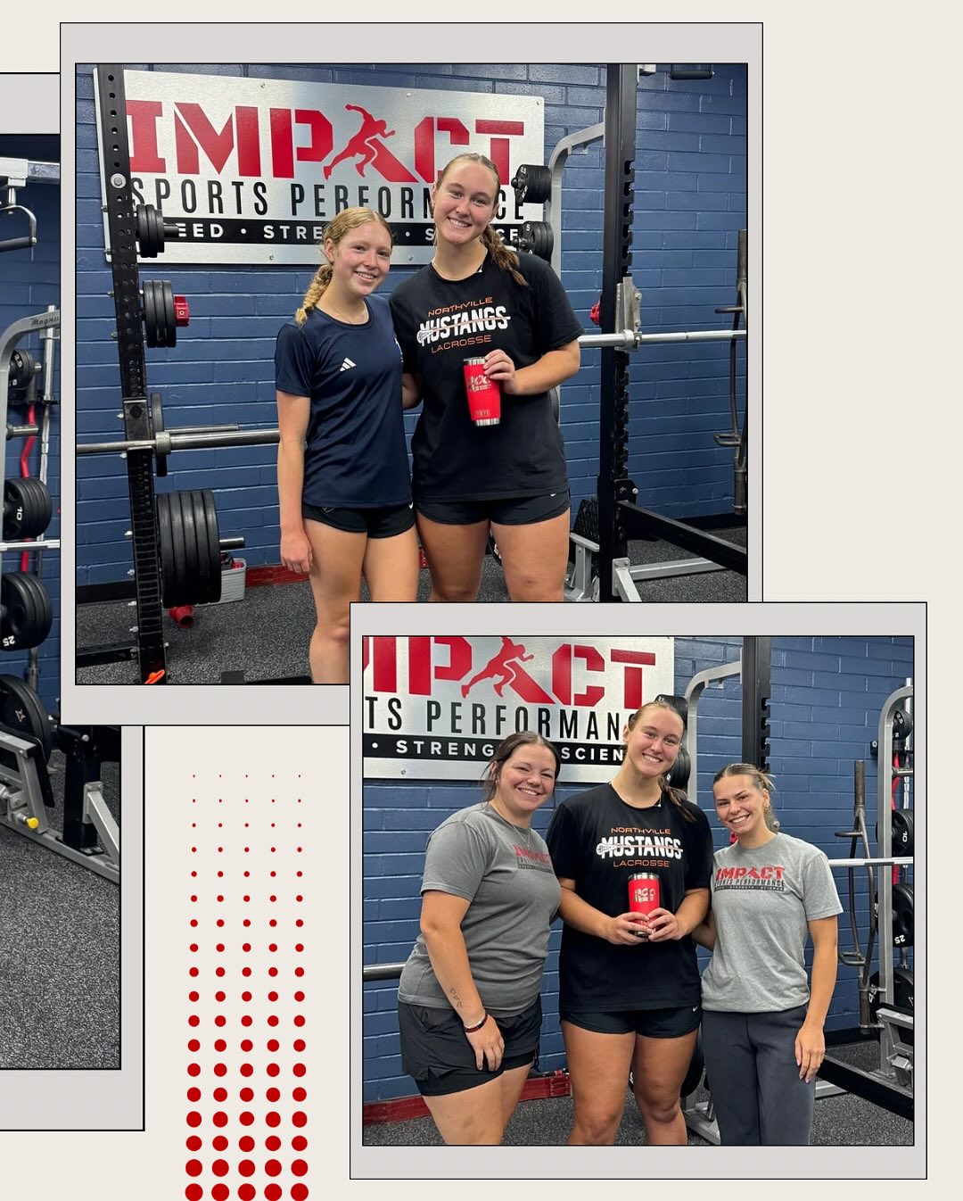 Athletes performing speed and agility training with Impact Sports Performance coaching staff