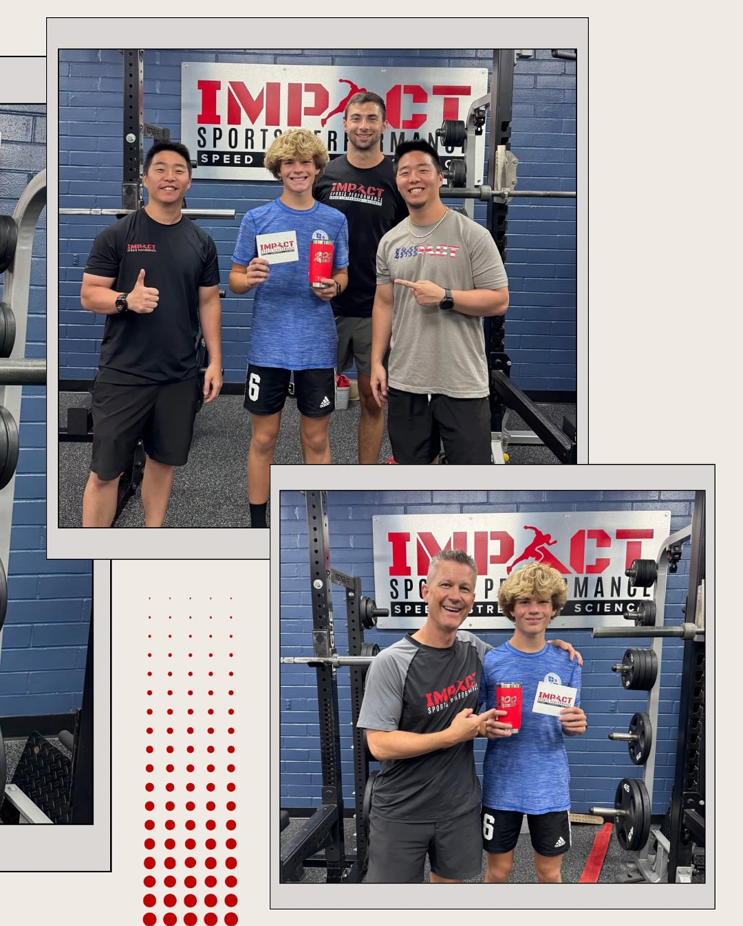 Impact Sports Performance coaches working with high school athletes during strength and conditioning training