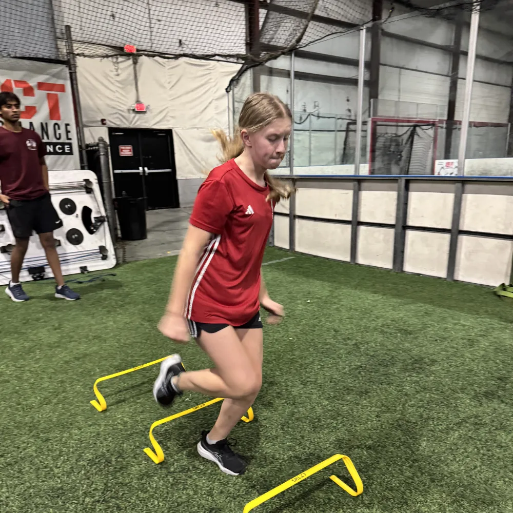 Coach-led middle school sports performance training session at Impact Sports Performance