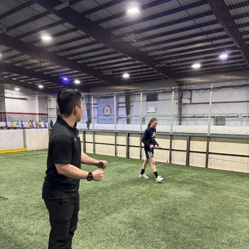 Middle school athlete practicing agility and change-of-direction drills at Impact Sports Performance