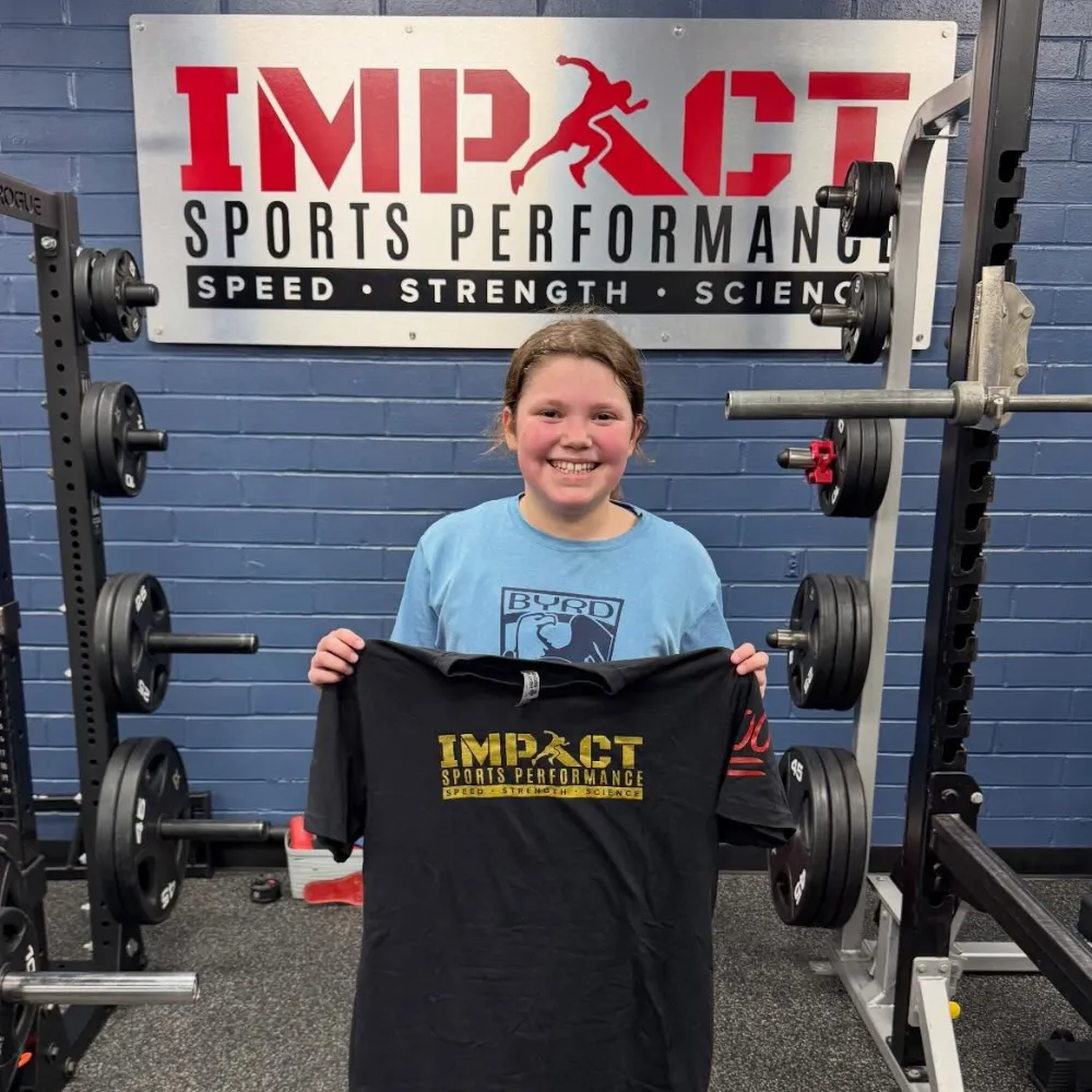 Middle school athletes performing power and explosive training at Impact Sports Performance