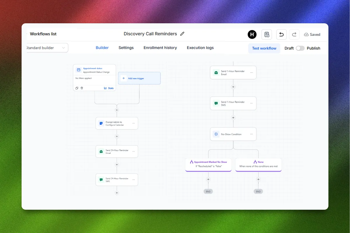 GoHighLevel booking funnel automation for discovery call scheduling