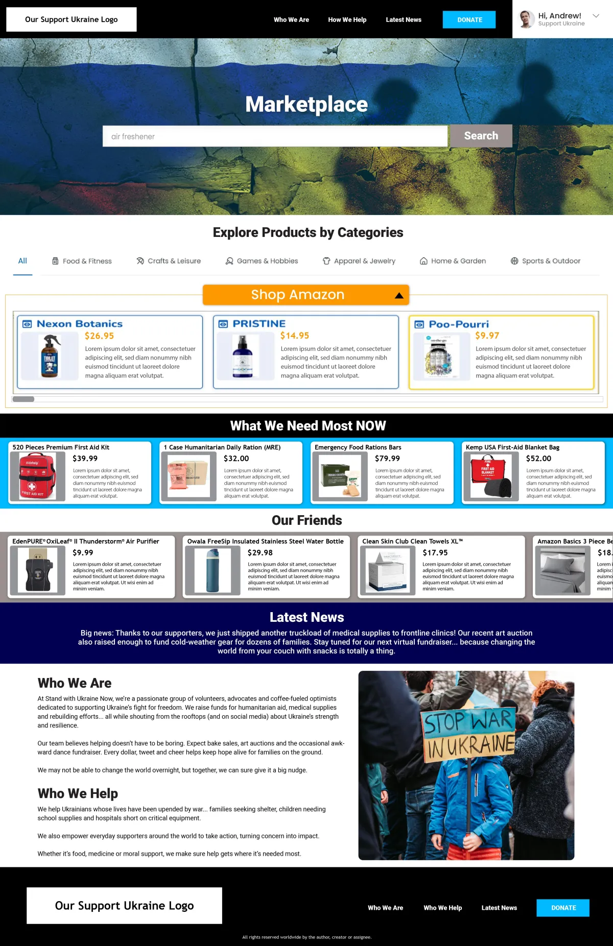 sample Marketplace page