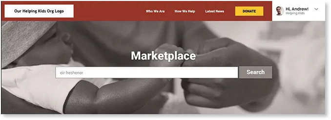 sample ValuesCart Marketplace header