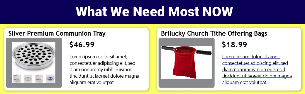 What We Need Most section products sample