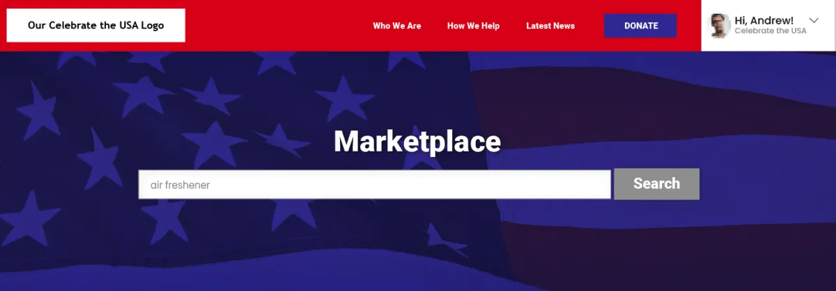 sample ValuesCart Marketplace header
