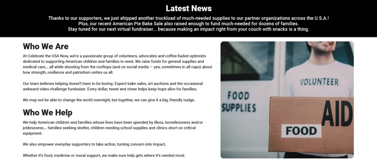 Organization Marketplace About Us section sample