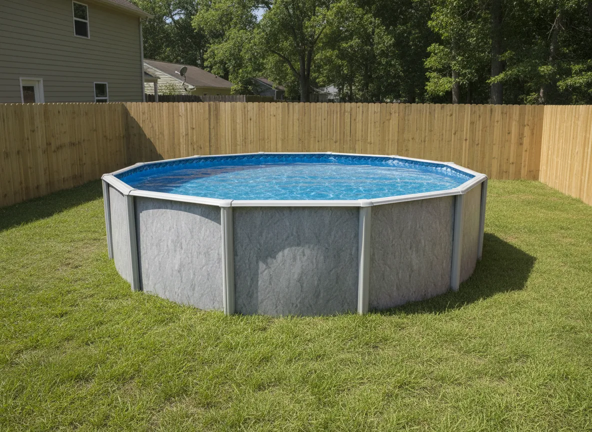 swimmingpool.com Southport Above Ground Pool in a backyard in Indianapolis Indiana by Jensen's Pools and More