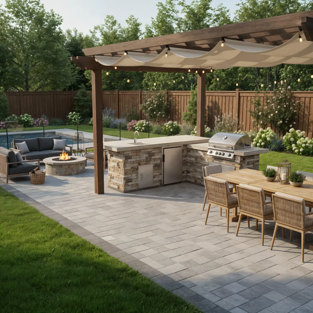 Modern Outdoor Kitchen featuring grill and kitchen from Bull BBQ by Jensen's Pools and more