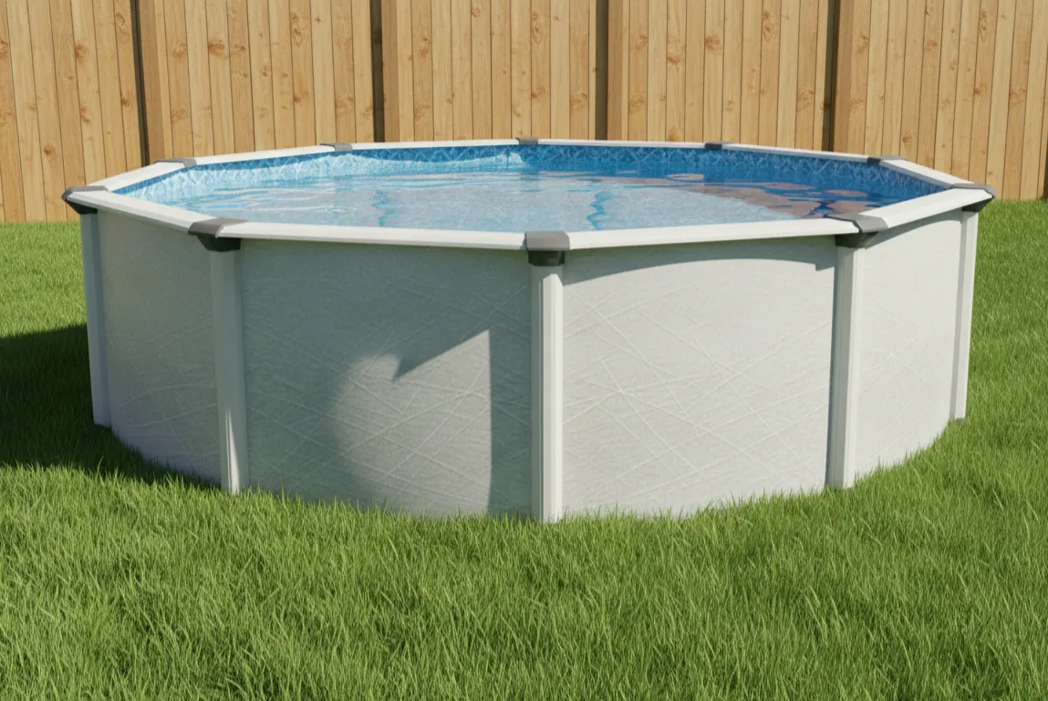 swimmingpool.com Tango Above Ground Pool in a backyard in Indianapolis Indiana by Jensen's Pools and More