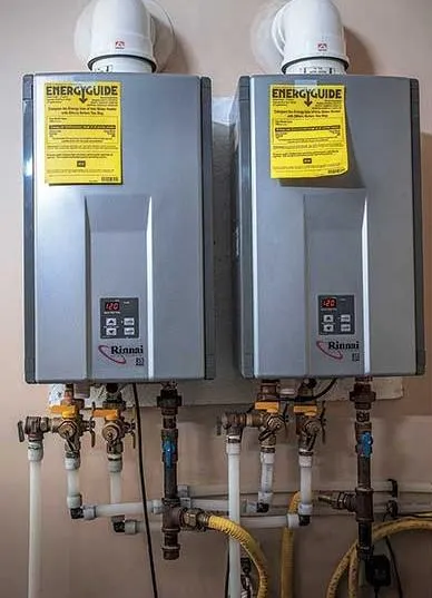 Double tankless water heaters next to eachother.