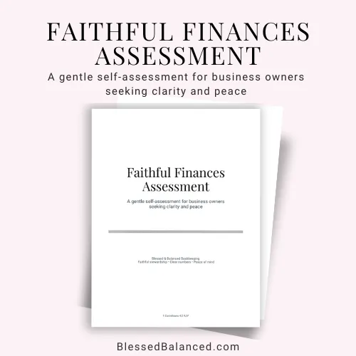 faithful finances assessment mockup, purple background
