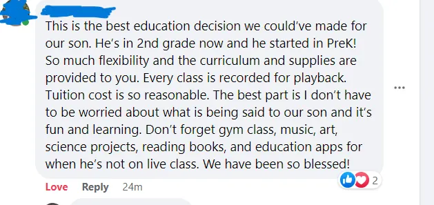 Testimonial - My preschool students love Preschool Club! They enjoy how engaging the teachers are, and I love that they keep their attention which allows me to do other things around the classroom. - Amanda Michelle Smith 