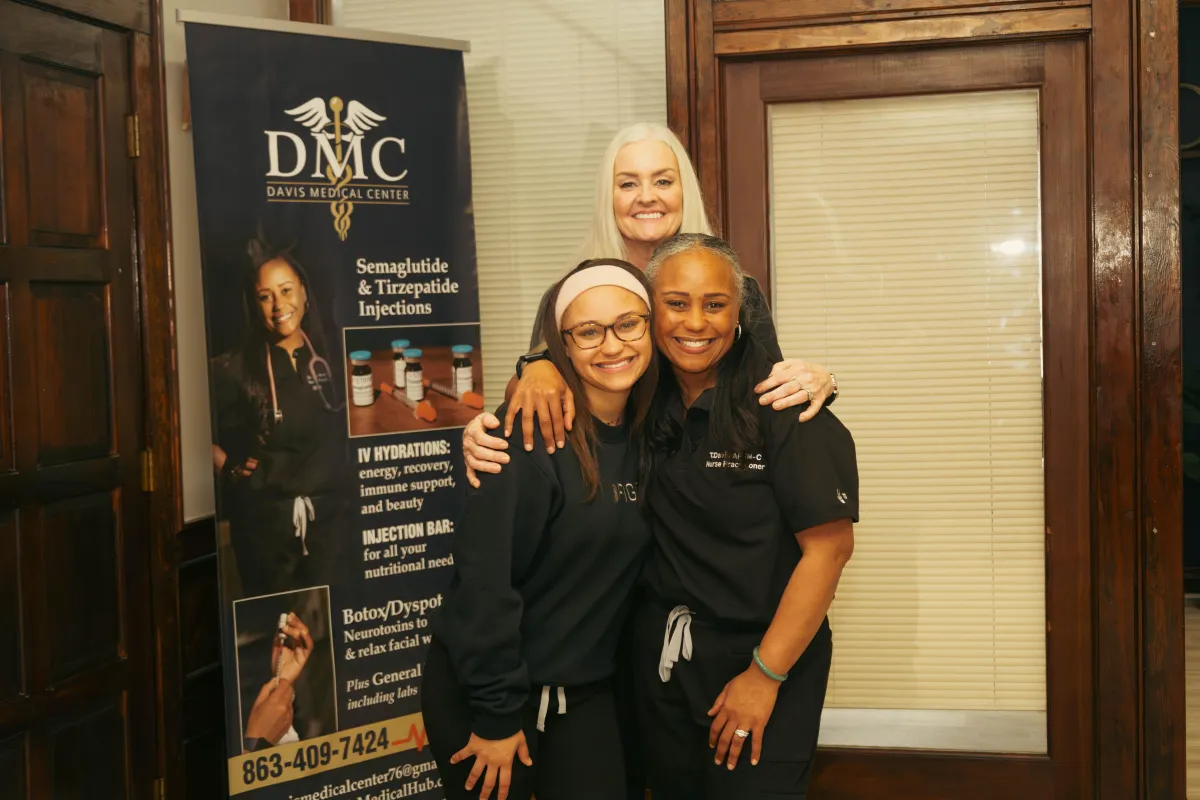 Modern medical center interior with doctor and patient