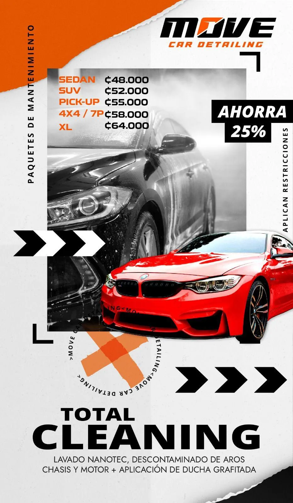 Aplicación de recubrimiento cerámico Ceramic Pro en vehículo de lujo en San José, Costa Rica Detalle de brillo extremo con protección Ceramic Pro realizada por Move Car Detailing Instalación de PPF (película de protección de pintura) Ceramic Pro en auto deportivo en Costa Rica Protección invisible contra rayones con PPF aplicado por expertos en San José Aplicación avanzada de recubrimiento Ceramic Pro ION para protección a largo plazo en Costa Rica Vehículo protegido con tecnología de última generación Ceramic Pro ION en Move Car Detailing Tratamiento con Ceramic Pro Matrix en SUV de alta gama en San José Recubrimiento cerámico Matrix que mejora el acabado y la durabilidad de la pintura automotriz Lavado automotriz premium en San José con productos especializados y técnicas seguras Servicio de car wash detallado realizado por Move Car Detailing en Costa Rica Pulido de pintura con pulidora Rupes para eliminar imperfecciones y restaurar el brillo original Detalle con tecnología Rupes en vehículo premium, realizado por profesionales en Costa Rica Detalle completo interior y exterior en vehículo de gama alta en San José Transformación de pintura con detailing automotriz profesional en Costa Rica Antes y después del detallado con Ceramic Pro en Move Car Detailing Resultado final tras aplicación de PPF y pulido con Rupes en Costa Rica