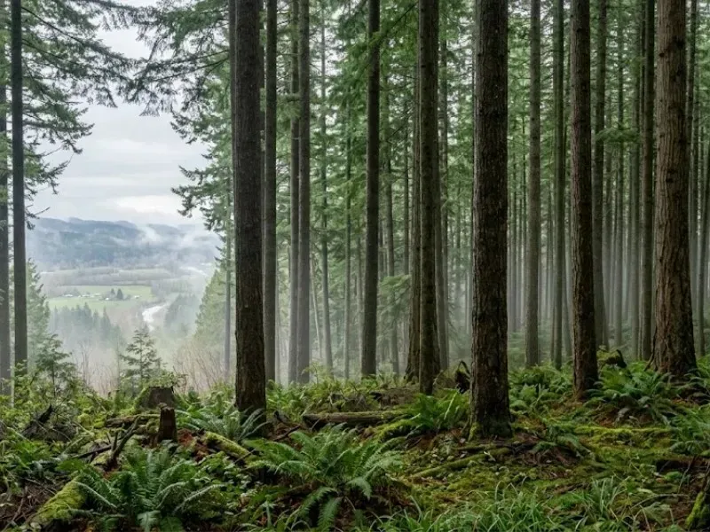 Douglas fir forest overlooking the Snoqualmie Valley — logging in Duvall, WA