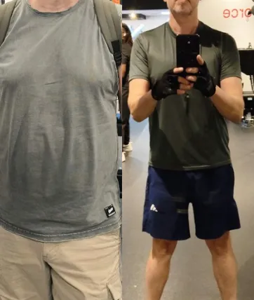 Mature client showcasing lean upper body definition and healthy posture